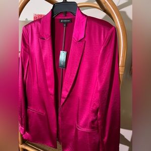 INC by Macy's | Cranberry Rose Peak-Lapel Satin Open Blazer